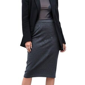 Uniqlo minimalist charcoal grey wool blend stretchy pull on pencil skirt S